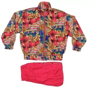 NWOT Vintage Royalty Baroque Jewels Crown  Full Zip Jacket Pants Set M